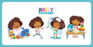 儿童快乐日常学习玩耍场景