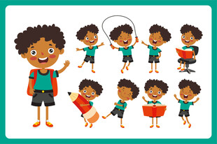 欢快的儿童群体舞蹈场景