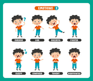 男孩多样姿势插画