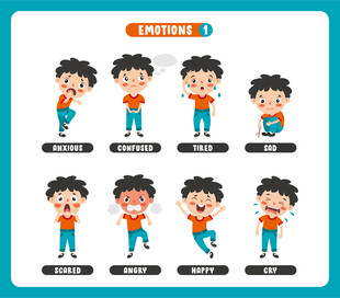 男孩多样动作插画