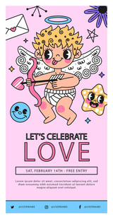 可爱丘比特庆祝爱主题插画