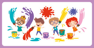 儿童欢乐绘画场景