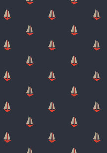深蓝色背景的小船图案