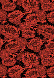 红色玫瑰图案纹理背景