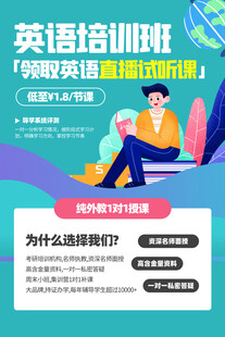 英语网络培训班招生宣传海报