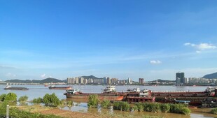 江边城市风光美景