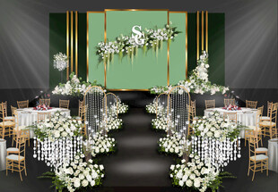 清新绿白主题婚礼现场布置