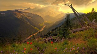 山间日落美景