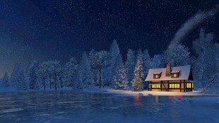 雪夜中的温馨小屋
