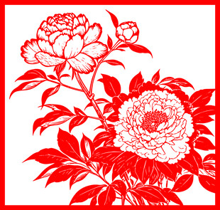 牡丹剪纸艺术图案