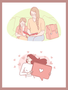 母女温馨时刻与女孩独处