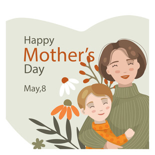 母亲节温馨母子相拥画面