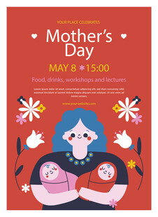 母亲节温馨亲子插画