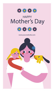 母亲节温馨亲子拥抱画面