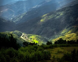 山间美景 绿意盎然的山谷