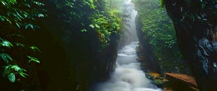 山间幽美瀑布景观