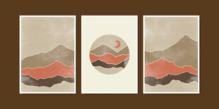 三联山水抽象装饰画
