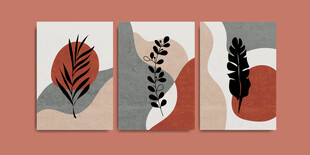 抽象植物装饰画三联组