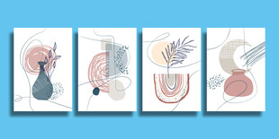 简约植物插画装饰画组合