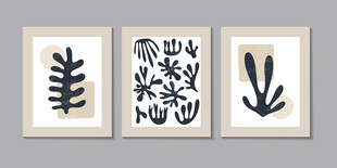 简约植物装饰画三联组