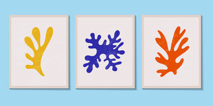 三色植物图案装饰画