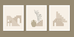 简约几何植物装饰画组合