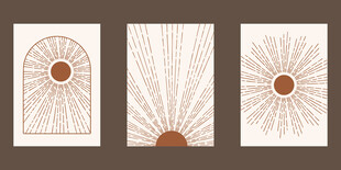 简约太阳图案装饰画组合