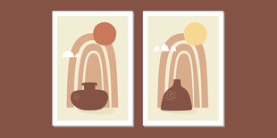 抽象陶罐装饰画艺术图案