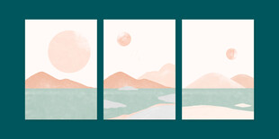 三联简约山水风景装饰画