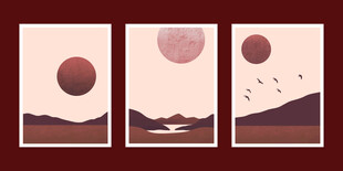 三幅星球风景装饰画