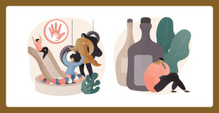 插画中的休闲饮酒场景