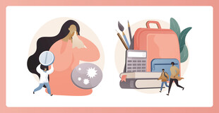 女性办公场景与学习用品