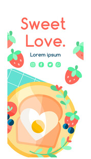 甜蜜爱心早餐插画