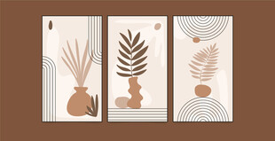 简约植物装饰画三联组图