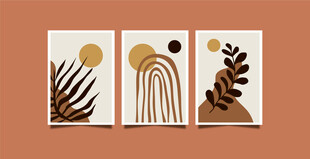 简约几何植物装饰画组合
