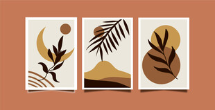 简约植物装饰画组合