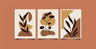 抽象植物装饰画组合