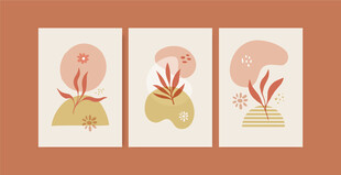 三幅简约植物装饰画