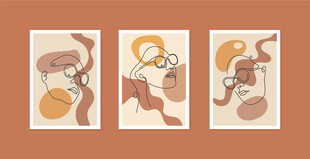 复古风格人物插画作品