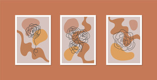 三幅抽象人物画作展示