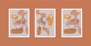 三幅简约风插画装饰画