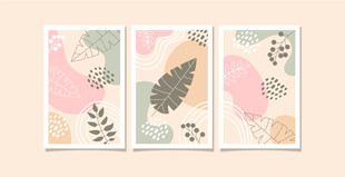 简约植物装饰画三联图