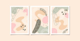 可爱动物插画三联图