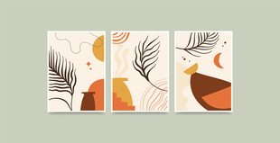 抽象几何植物装饰画