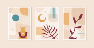 抽象几何植物装饰画