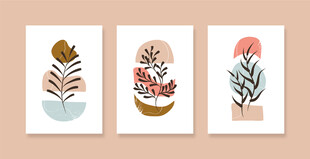 三幅简约植物插画作品