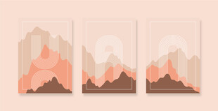 三联山景抽象艺术装饰画