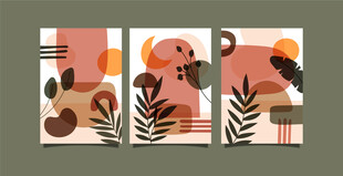 抽象几何动物装饰画组合