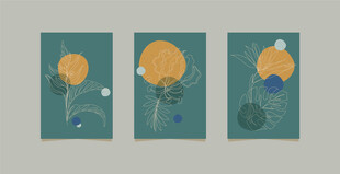 三幅简约风花卉插画作品