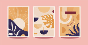 三款几何植物风手机壳设计